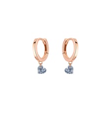 Mini Créoles 360° - 2 diamants coeur - Or rose 750‰ La Brune & La Blonde
