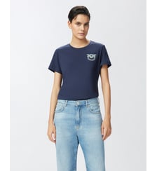 T-shirt à manches courtes avec broderie bijou love birds Pinko