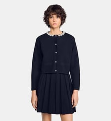 Cardigan avec col à fleurs perlées Sandro