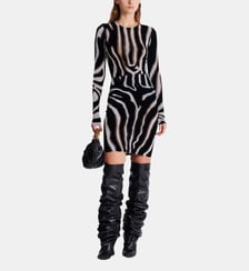 Jupe crayon en velours zébré Balmain