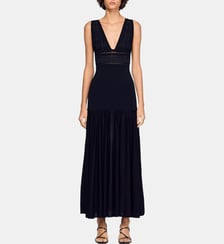 Robe longue en maille à volants Sandro