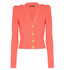 Cardigan à manches longues en maille torsadée Balmain