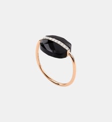 Bague, onyx, diamants, or rose Morganne Bello