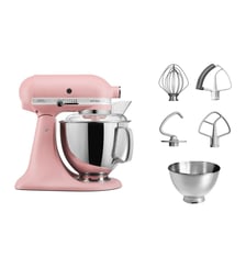 Robot pâtissier 5KSM175PSEDR rose poudré, 4,8 L, bol avec poignée + bol 3 L, batteur souple et couvercle Kitchenaid