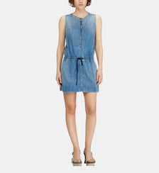 Robe en denim fluide avec taille à cordon Diesel