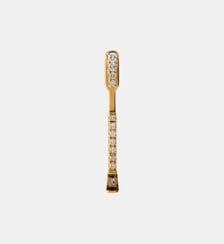 Boucle d’oreille individuelle en or jaune 9K avec diamants et quartz bruns Aristocrazy
