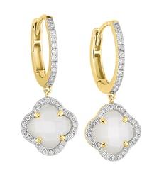 Boucles d'oreilles, nacre blanche, diamants, or jaune Morganne Bello