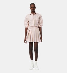 Jupe courte plissée rayée popeline Lacoste