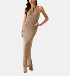Robe ajustée longue en crochet Guess