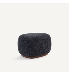 Repose-pieds, pouf en tissu texturé et base en noyer massif AM.PM