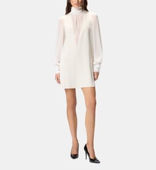 Robe courte à col montant en crêpe georgette Pinko