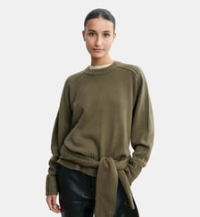 Pull col rond à côtes en cachemire Bompard