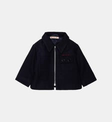 Veste en laine mélangée avec logo brodé Marni