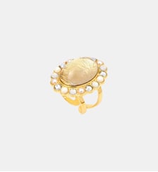 Bague ajustable medium ovale Océane  doré à l'or fin - Oceane Satellite