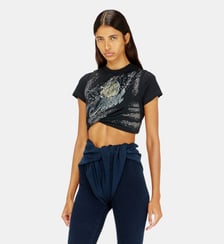 T-shirt froncée en jersey double épaisseur Diesel