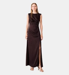 Robe longue effet satin drapée Maje