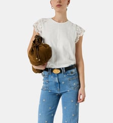 T-shirt en coton et dentelle - MISHAELLE Gerard Darel