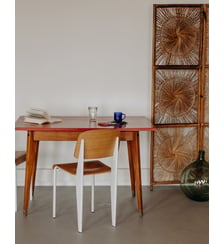 Table à manger au plateau en formica rouge Karla N°1281 - Produit chiné Debongout