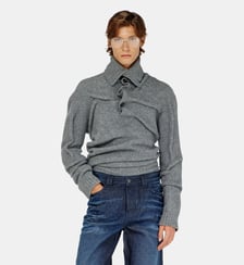 Pull col boutonnage en maille bouillie froissée Diesel
