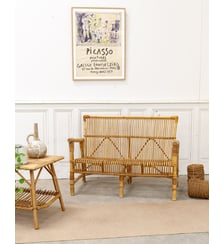 Banquette deux places en rotin Martine N°55- Produit chiné Debongout
