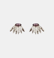 Boucles d'oreilles tiges argentées tournesol et pierre violette Les Néréides