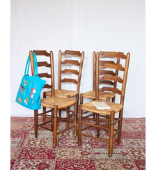 Lot de 4 chaises en paille Claude N°1436- Produit chiné Debongout
