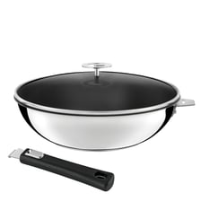 Malice - Wok 28 cm avec revêtement céramique, couvercle et poignée noire Cuisinox