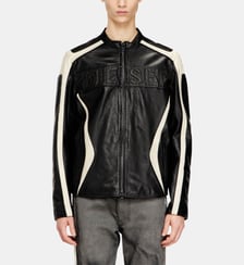 Veste de motard en cuir à blocs de couleurs Diesel