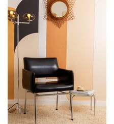 Fauteuil vintage noir et chrome Jakob N°1400- Produit chiné Debongout