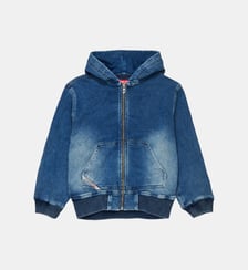 Sweat zippé effet denim avec logo Diesel Kids