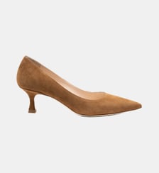 Rosa - Escarpins En Cuir Chèvre Velours Cognac Parallèle