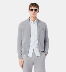 Pull zippé coton uni col montant Lacoste