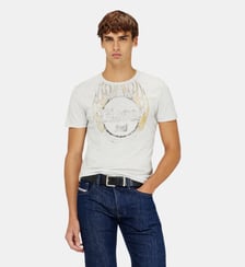 T-shirt en jersey flammé avec imprimé craquelé Diesel