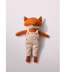 Peluche renard en tricot avec salopette velours Cyrillus