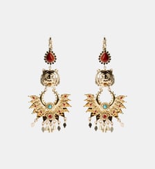 Boucles d'oreilles pendantes dormeuses tête de tigre JEANNIE Hipanema