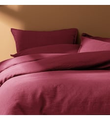 Taie d'oreiller en lin lavé, RÊVE DE LIN Blanc Cerise