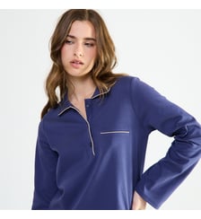 Chemise de nuit col polo en coton, Mystérieuse Laurence Tavernier