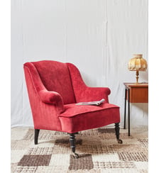 Fauteuil bergère rouge Ernest N°896- Produit chiné Debongout