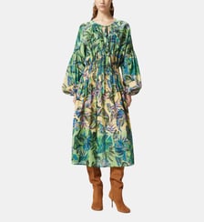 Robe midi ample à imprimé feuilles tropicales Pinko