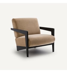 Fauteuil hêtre massif et velours AM.PM
