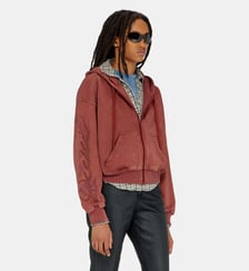 Sweat à capuche zippé avec logo floral en relief Diesel