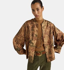 LUCY SHIRT IN PRINTED PURE SILK TWILL - MILITARY/SAND Momonì
