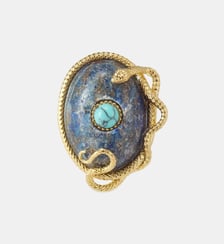 Broche lapis-lazuli et turquoise, serpent doré Les Néréides