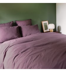 Housse de couette en percale de coton lavé, DOUCEUR LAVÉE Blanc Cerise