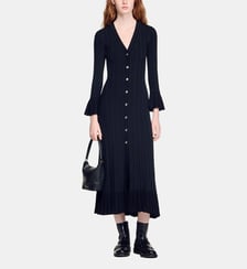 Robe longue en maille à volant Sandro