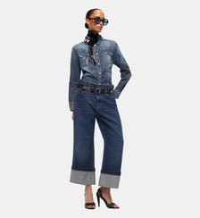 Jean cropped avec ceinture en cuir Pinko