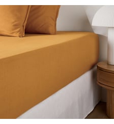 Drap-housse uni, en coton lavé, bonnet 30 cm La Redoute Interieurs