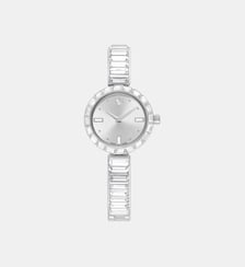 Montre Matrix bangle, Fabriqué en Suisse, Bracelet en cristal, Gris, Finition or rose Swarovski