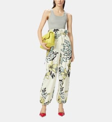 Pantalon ample à fleurs et taille haute Pinko