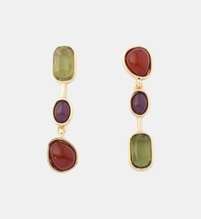 Boucles d'oreilles cabochons violet et vert Balaboosté